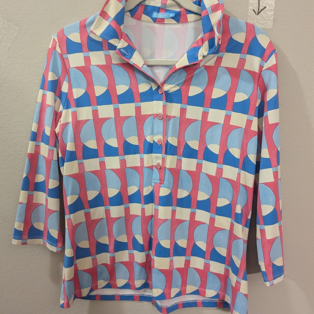 J. McLaughlin Colorful Geometric Shirt